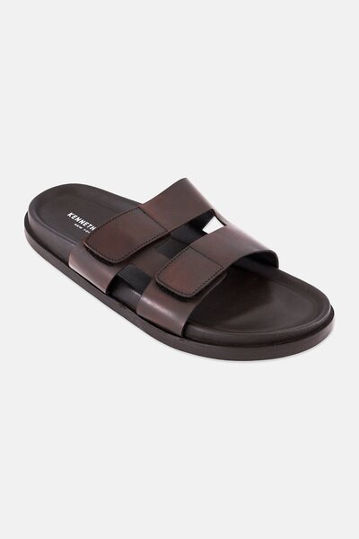 Kenneth Cole Men Breton Velcro Sandals, Dark Brown
