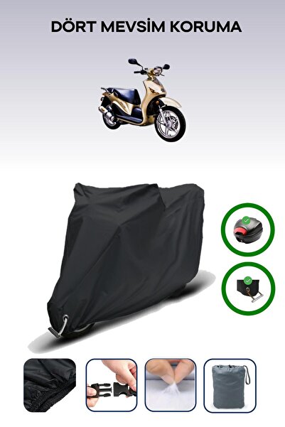Breen Black Rear Bag and Lock Compatible Dorado Arcon 150 Compatible Motorcycle Tarpaulin