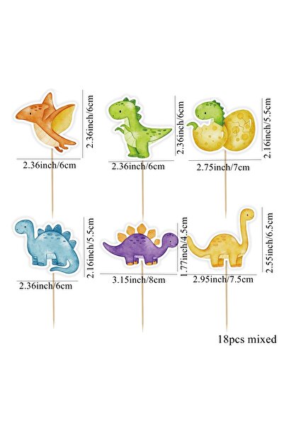 Choice1 مجموعة تزيين كب كيك متنوعة من 18 قطعة، كرتون واحد، بتصميم ديناصورات، ...