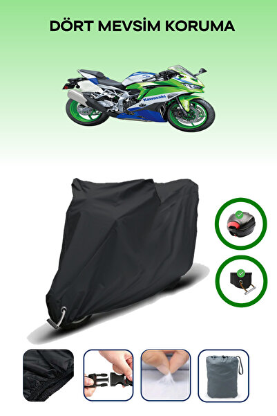 Breen Black Tail Bag and Lock Compatible Kawasaki Ninja Zx-4Rr Compatible Motorcycle Tarpaulin