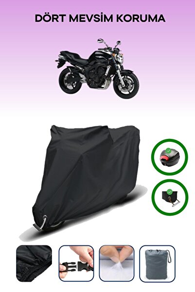 Breen Black Rear Bag and Lock Compatible Yamaha Fz6 Compatible Motorcycle Tarpaulin
