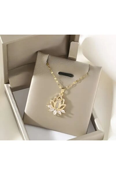 stainless steell VİP gold renk zarif lotus kolye