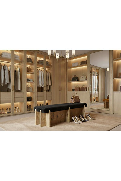 DeccoStil Tower Maxi Doğal Ahşap Bench Puf 40x120 cm-Babyface Kumaş Yatak Ucu...