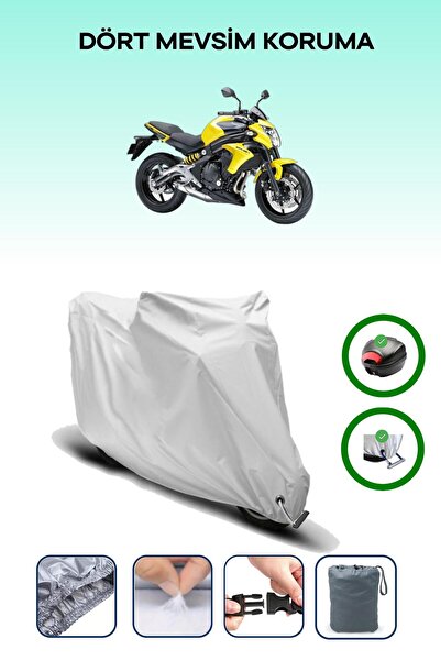 Breen حقيبة خلفية رمادية اللون ومتوافقة مع غطاء المحرك المتوافق مع Kawasaki ER-6 N