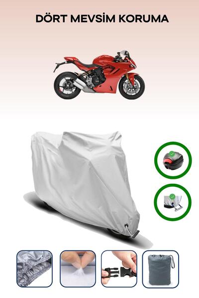 Breen حقيبة خلفية رمادية اللون ومتوافقة مع قماش المحرك المتوافق مع Ducati SuperSport S