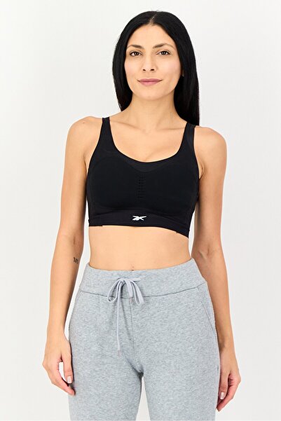 Reebok Women Brand Logo Light Padded Sports Bra, Black