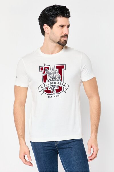 U.S. Polo Assn. Men Crew Neck Short Sleeve Brand Logo T-Shirt, White