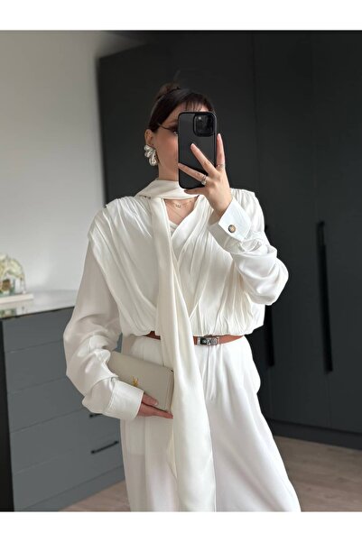 Tugen Co BEYAZ KETEN VATKALI GÖMLEK