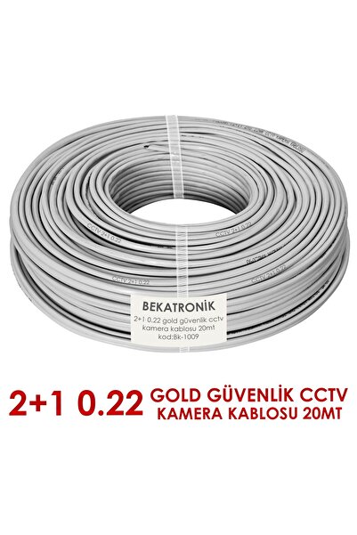 BekaTronik Güvenlik Kamera Kablosu 2+1 0.50mm Bakır Gold CCTV 20 Metre İç Mekan