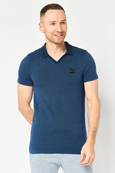 Puma Men Slim Fit Short Sleeve Embroidered Logo Outdoor Polo Shirt, Navy