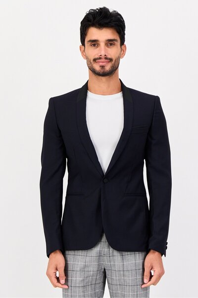 The Kooples Men Slim Fit Long Sleeve Solid Formal Blazer, Navy