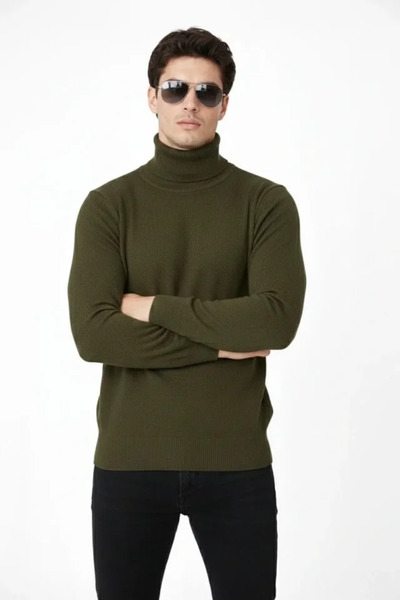 Giyimodam Full-Throated Turtleneck Knitwear Sweater Soft Textured Cotton Fine Weaving, Long Sleeves Comfortable