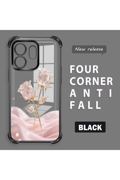 ucuc Infinix Hot 50I Compatible Romantic Pink Rose Transparent Silicone Prote...