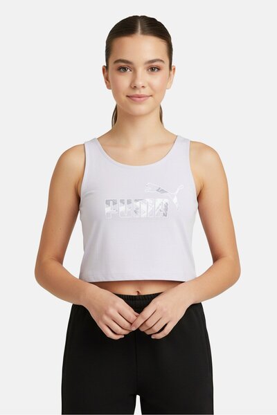 Puma بلوزة بدون أكمام بشعار ماركة ملابس الأطفال للبنات، لون لافندر