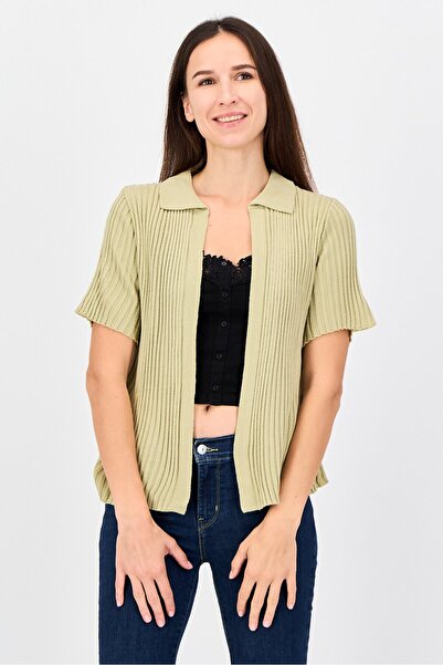 DOROTHY PERKINS كارديجان نسائي بياقة عريضة ونقشة مميزة، لون أخضر زيتوني