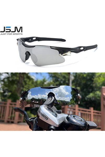 Choice نظارات شمسية رياضية سوداء وفضية من JSJM للرجال، مناسبة لركوب الدراجات ...