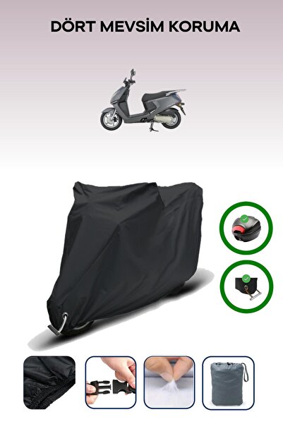 Breen Black Rear Bag and Lock Compatible Mondial 125 Lavinia Compatible Motorcycle Tarpaulin
