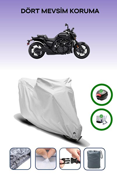 Breen حقيبة خلفية رمادية اللون ومتوافقة مع قماش المحرك المتوافق مع ياماها Vmax