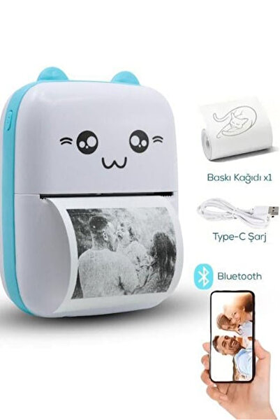 CİYU TİCARET Mini Fotoğraf Yazıcı Kablosuz Etiket Yazıcı Baskı Makinesi İos A...