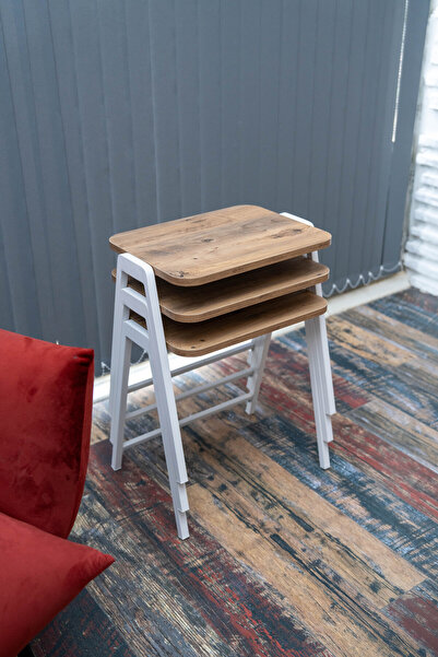 Arpelia Nil Üçlü Zigon Sehpa 45X35X50 CM