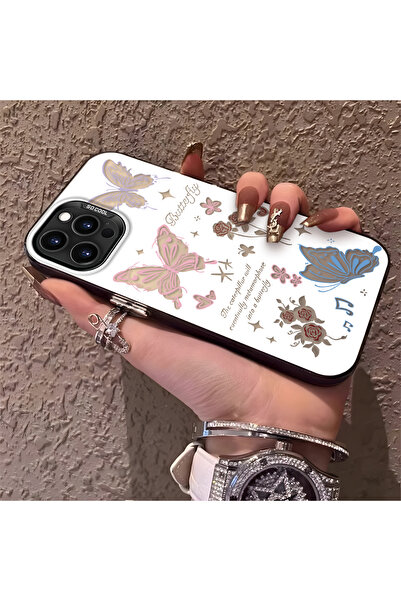 Hontinga حافظة هاتف متوافقة مع آيفون 15 برو بتصميم الفراشة مضادة للصدمات وحما...