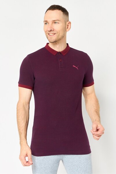 Puma Men Slim Fit Short Sleeve Outdoor Polo Shirt, Plum