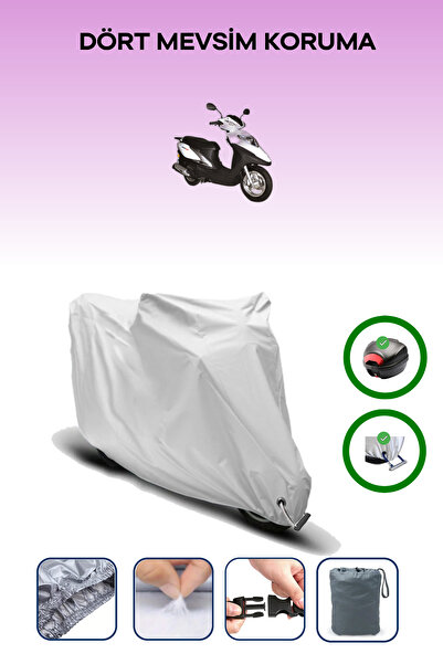Breen Gray Rear Bag and Lock Compatible Rks Ry18 Compatible Motorcycle Tarpaulin