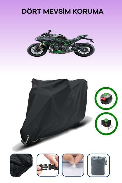 Breen حقيبة خلفية سوداء وقماش محرك متوافق مع كاواساكي Z H2 SE