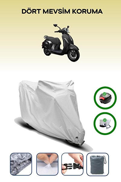 Breen Gray Rear Bag and Lock Compatible Bajaj Chetak Compatible Motorcycle Ta...
