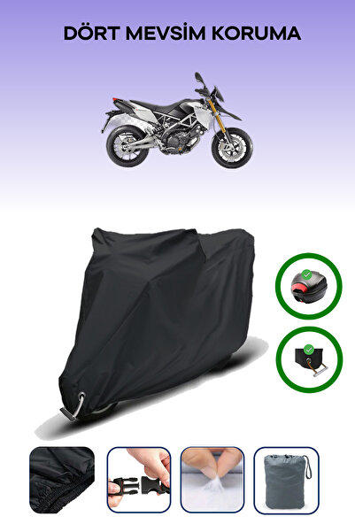 Breen Black Rear Bag and Lock Compatible Aprilia Dorsoduro Compatible Motorcycle Tarpaulin
