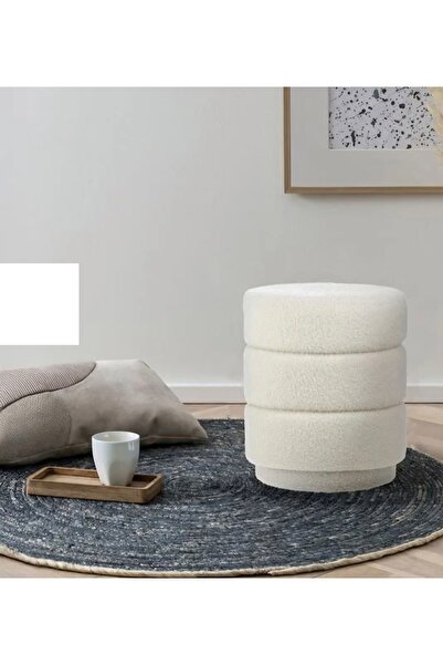 teddy White stool, made of artificial fur 36×43cm