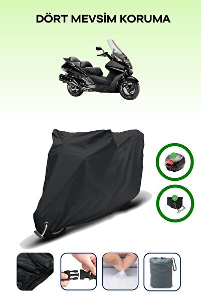 Breen حقيبة خلفية سوداء وقفل متوافقان مع قماش المحرك المتوافق مع هوندا FJS 400 سيلفر وينج