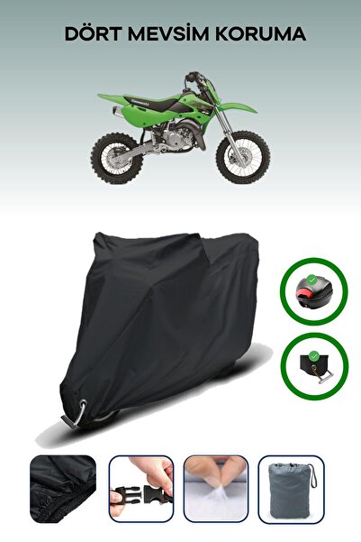 Breen حقيبة خلفية سوداء وقماش محرك متوافق مع كاواساكي KX 65