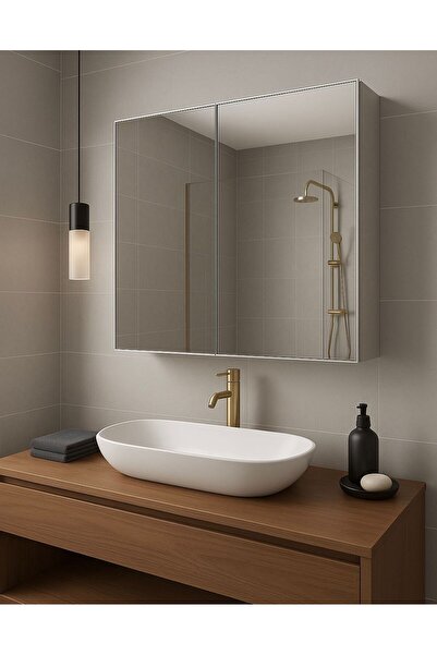 TETTO ELAGANTE SENA MDF 2 Kapaklı Aynalı Banyo Dolabı 70 X 70 15 cm – Çok Amaçlı, Yüksek Kalite, Modern Tasarım