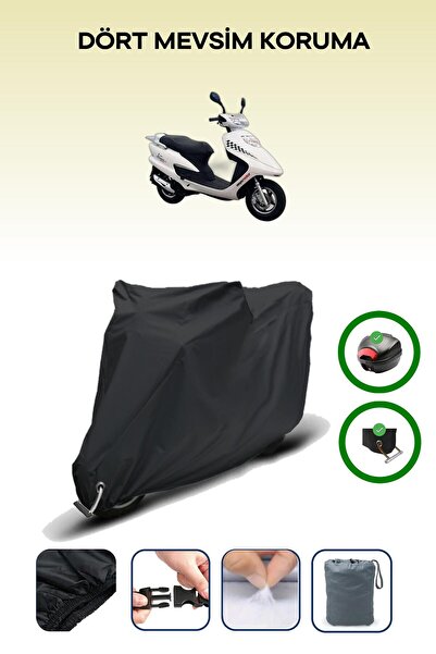 Breen Black Rear Bag and Lock Compatible with Asia Legend Eco 100 Compatible Motorcycle Tarpaulin