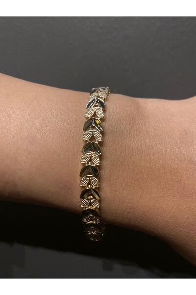 Çelik Başak Detaylı Gold Bileklik