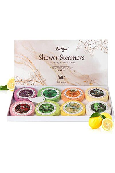 Liillya كرات الاستحمام العطرية - عبوة من 8 أقراص بخار للاستحمام للاسترخاء في المنزل