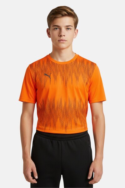 Puma Kids Boy Brand Logo Short Sleeve T-Shirt, Neon Orange