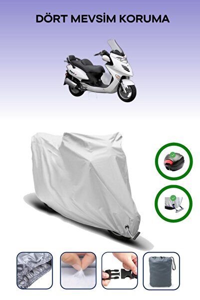 Breen حقيبة خلفية رمادية اللون ومتوافقة مع قماش المحرك المتوافق مع Kymco Grand Dink 250
