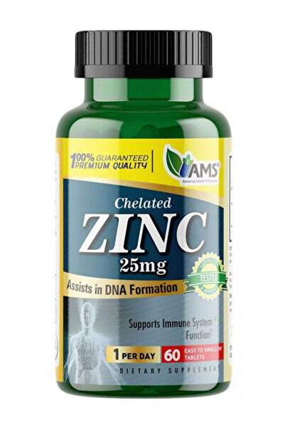 AMS أقراص الزنك تدعم جهاز المناعة وصحة الجلد، 25 ملغ، 60 قرصًا