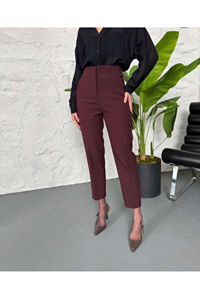 STİLSEN بنطلون كارول عالي الخصر من قماش فلاتولو