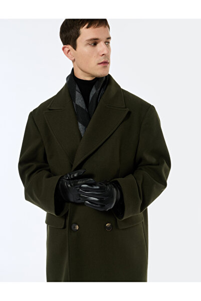 Koton Long Sleeve Covered Pocket Buttoned Double-Breasted Collar Cashmere Coat