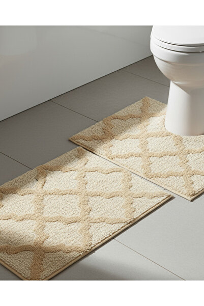 REDTAG Taupe And Beige Textured Bathmat Set (2 Piece)