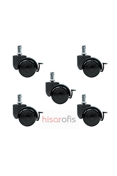 GOLDSİT Frenli Siyah Ofis Koltuğu Tekerleği Kaliteli Sandalye Tekeri 5'li Oyuncu Koltuğu Tekerleği