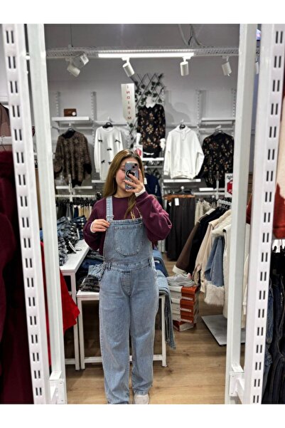 Oxion Denim Basic Salopet Tulum