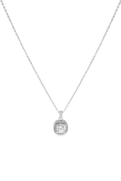 Pazarois قلادة من الفولاذ الفضي اللون على شكل باجيت