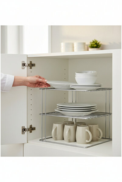 CK House 3-Tier In-Cabinet Plate Cup Organizer Rack