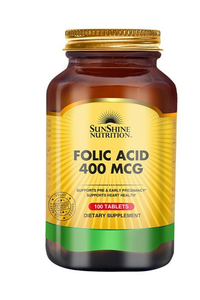 Sunshine Nutrition Folic Acid 400 Mcg Tablets, 100S