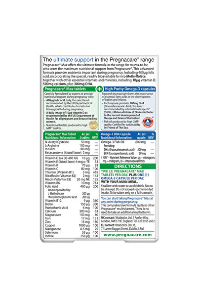 Vitabiotics أقراص وكبسولات بريجناكير ماكس، 84 قرصًا وكبسولة