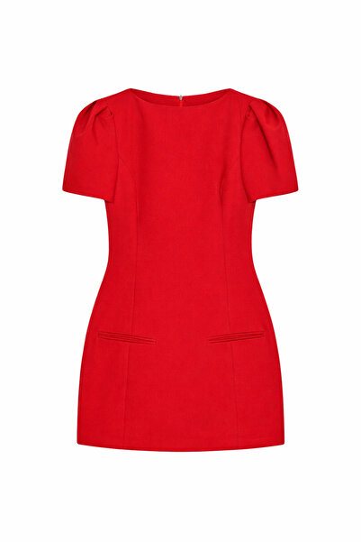 AQUELLA فستان تينا الأحمر ذو الأكمام البالونية